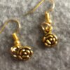 Handmade, earrings, pierced ears, gold colour, rose design