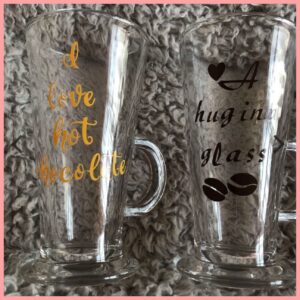 Coffee glass, glass with handle, coffee glass, hot chocolate glass, personalised