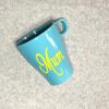 Blue mug, personalised, Mum ,yellow