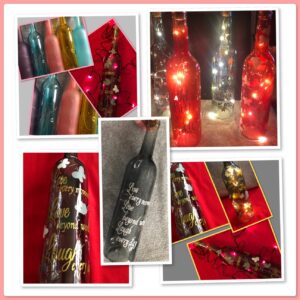 Light bottles, starlight, glass, fairy lights, personalised