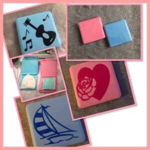 Face mask box, square, pink, Rose, Heart, plus, boat, guitar, musical notes